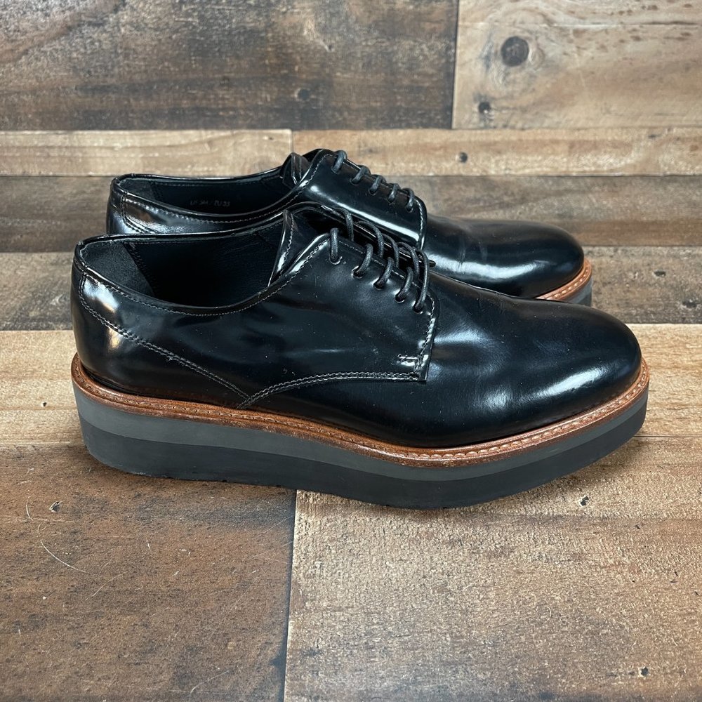 Vince Womens Black Almond Toe Leather Platform Lace Up Oxford Shoes Size US 5 M